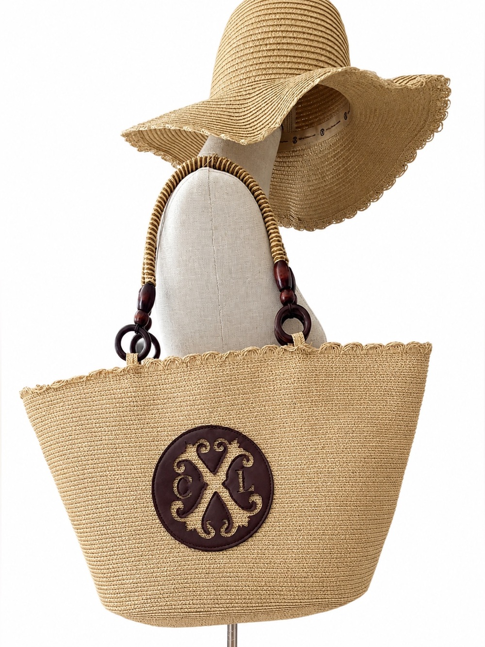 CHRISTIAN LACROIX CXL Paloma Straw 2-In-1 Hat & Tote Bag Set - Picture 4 of 15